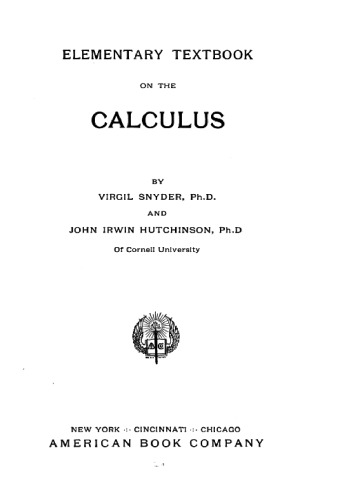 Elementary Textbook on the Calculus