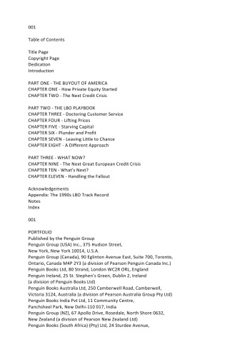 The Buyout of America; How Private Equity will Cause the Next Great Credit Crisis