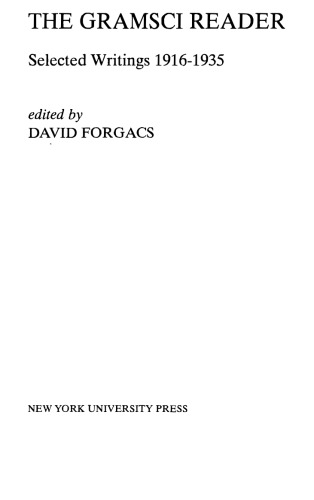 The Gramsci reader: selected writings, 1916-1935