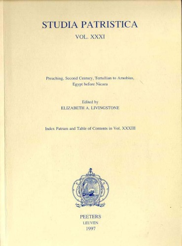 Studia Patristica Vol. XXXI