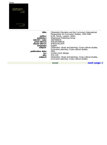 Citizenship Education and the Curriculum