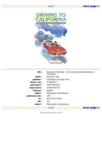 Driving to California: An Unconventional Introduction to Philosophy