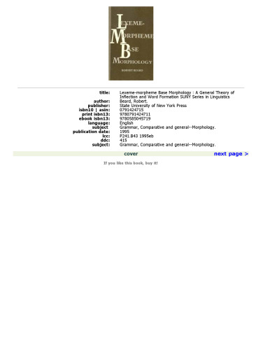 Lexeme-Morpheme Base Morphology: A General Theory of Inflection and Word Formation