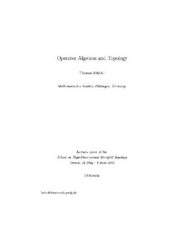 Operator algebras and topology