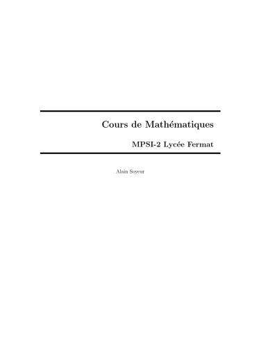 Cours de mathématiques, MPSI,