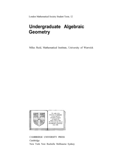 Undergraduate Algebraic Geometry