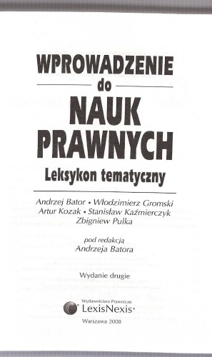 Wprowadzenie do nauk prawnych: leksykon tematyczny