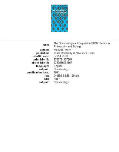 The Sociobiological imagination