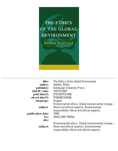 The ethics of the global environment