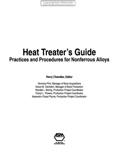 Heat Treater's Guide: Practices and Procedures for Nonferrous Alloys