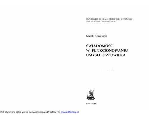 Świadomość w funkcjonowaniu umysłu człowieka