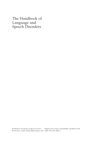 The Handbook of Language and Speech Disorders