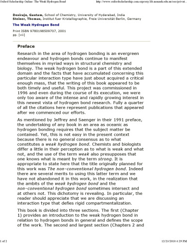 The Weak Hydrogen Bond: In Structural Chemistry and Biology (International Union of Crystallography Monographs on Crystallography)