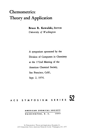 Chemometrics: Theory and Application