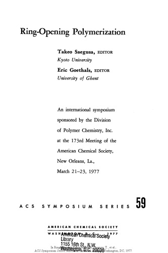 Ring-Opening Polymerization