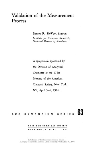 Validation of the Measurement Process