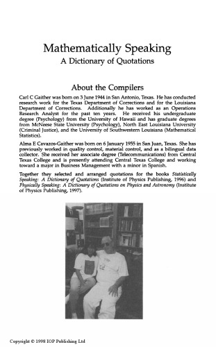 Mathematically Speaking: A Dictionary of Quotations