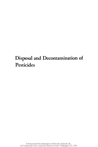 Disposal and Decontamination of Pesticides