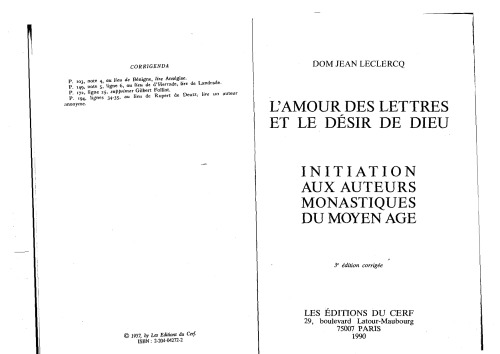 L'amour des lettres et le désir de Dieu
