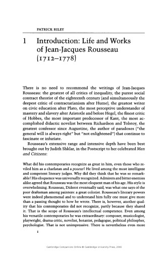 The Cambridge Companion to Rousseau