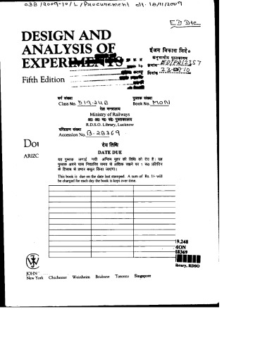 Design and Analysis of Experiments