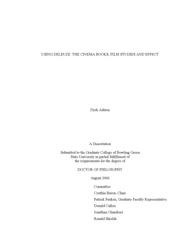 Using Deleuze: The cinema books, film studies and effect