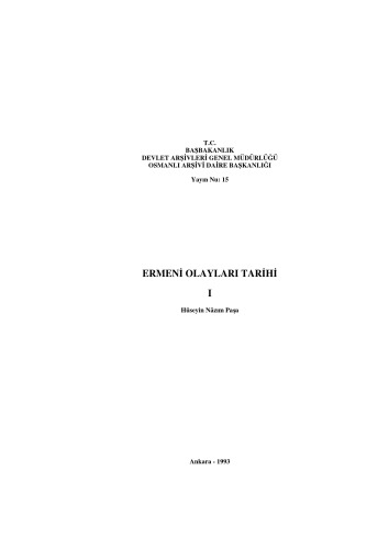 Ermeni Olayları Tarihi Cilt I