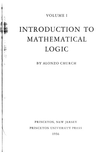 Introduction to Mathematical Logic, Volume 1