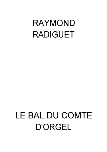Le bal du comte d'Orgel