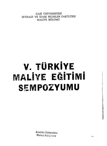 5. Maliye Eğitimi Sempozyumu: Devlet Borçları (1989)