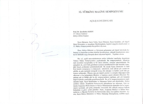 12. Türkiye Maliye Sempozyumu: Türkiye'de Kamu Ekonomisi ve Mali Kriz (1997)