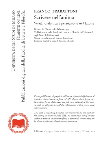 Scrivere nell'anima. Verità, persuasione e dialettica in Platone