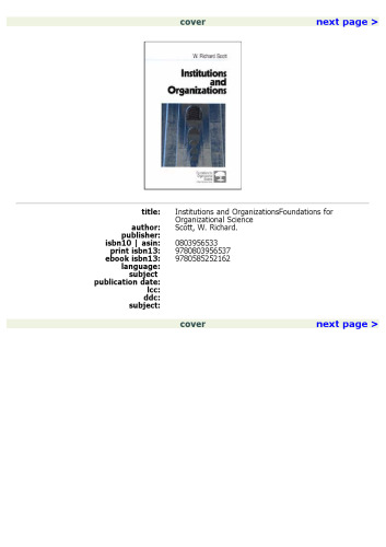 Institutions and organizations