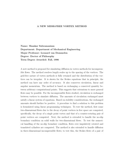 A NEW MESH-FREE VORTEX METHOD