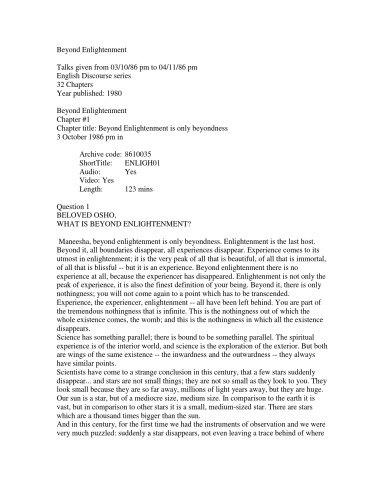 Beyond enlightenment