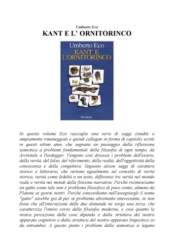 Kant e l'ornitorinco