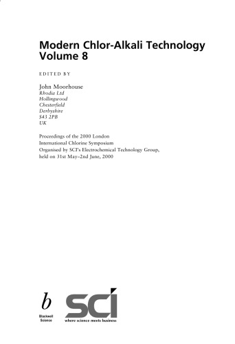 Modern Chlor-Alkali Technology, Volume 8