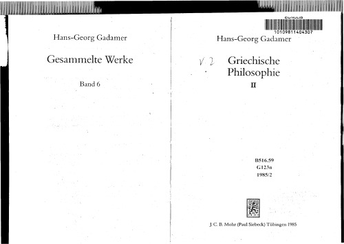 Gesammelte Werke, 10 Bde., Bd.6, Griechische Philosophie
