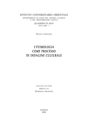 L' etimologia come processo di indagine culturale
