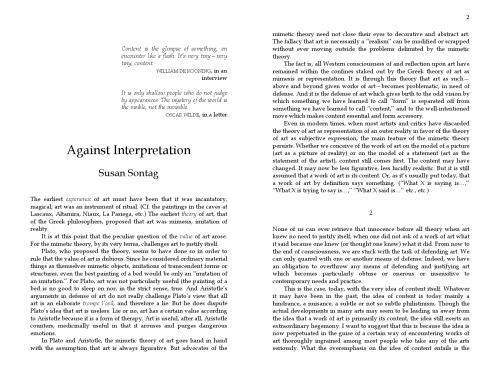 Against Interpretation