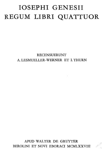 Iosephi Genesii regum libri quattuor  CFHB 14