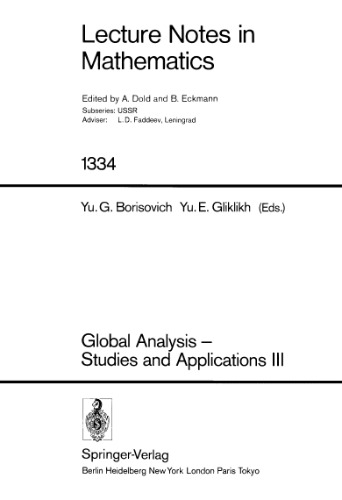 Global Analysis — Studies and Applications III