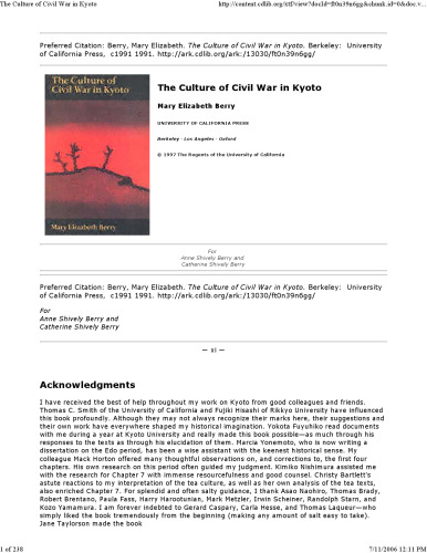 The Culture of Civil War in Kyoto (A Philip E. Lilienthal Book)