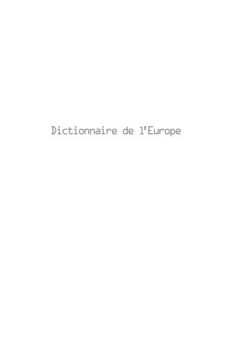 Dictionnaire de l'Europe : Etats d'hier et d'aujourd'hui de 1789 à nos jours