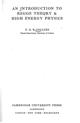 An Introduction to Regge Theory and High Energy Physics