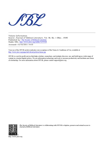 Journal of Biblical Literature 1939-1