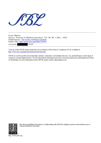 Journal of Biblical Literature 1937-4