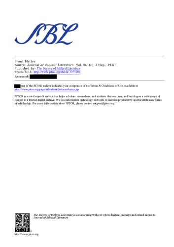 Journal of Biblical Literature 1937-3