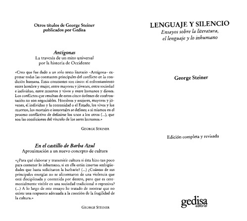 Lenguaje y silencio: ensayo sobre la literatura, el lenguaje y lo inhumano