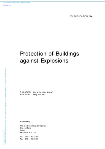 Protection of Buildings Against Explosions